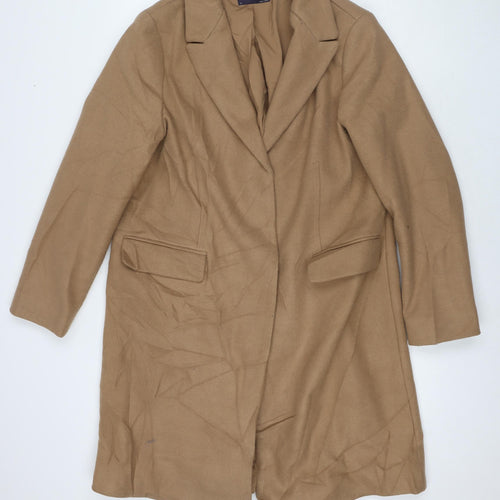 Marks and Spencer Womens Brown Overcoat Coat Size 16 Snap