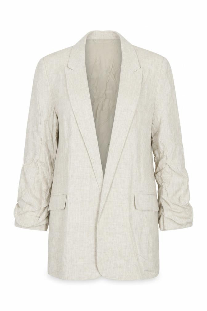 Front view of Marks & Spencer women’s beige jacket blazer, size UK 6
