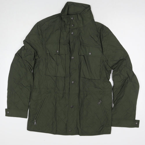 Marks and Spencer Mens Green Quilted Coat Size S Zip