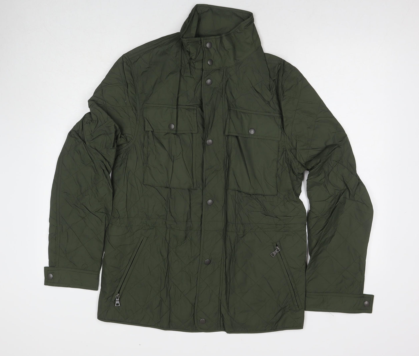 Marks and Spencer Mens Green Quilted Coat Size S Zip