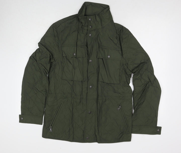 Marks and Spencer Mens Green Quilted Coat Size S Zip