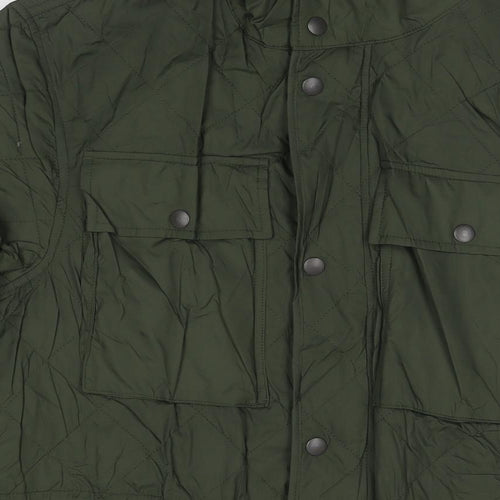 Marks and Spencer Mens Green Quilted Coat Size S Zip