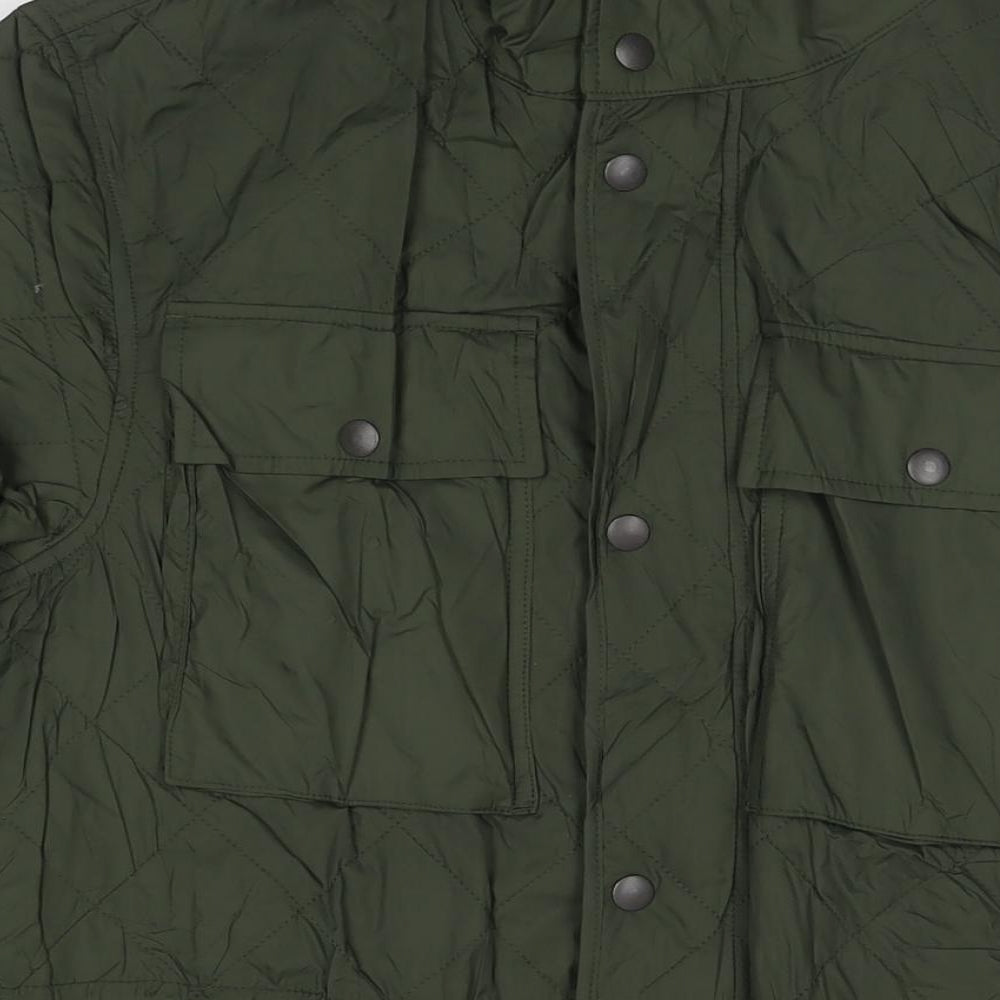 Marks and Spencer Mens Green Quilted Coat Size S Zip