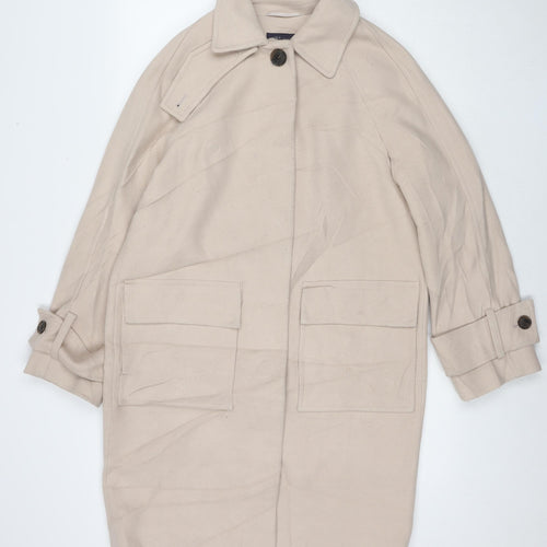 Marks and Spencer Womens Beige Overcoat Coat Size XS Button