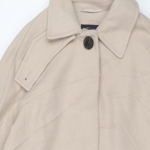 Marks and Spencer Womens Beige Overcoat Coat Size XS Button