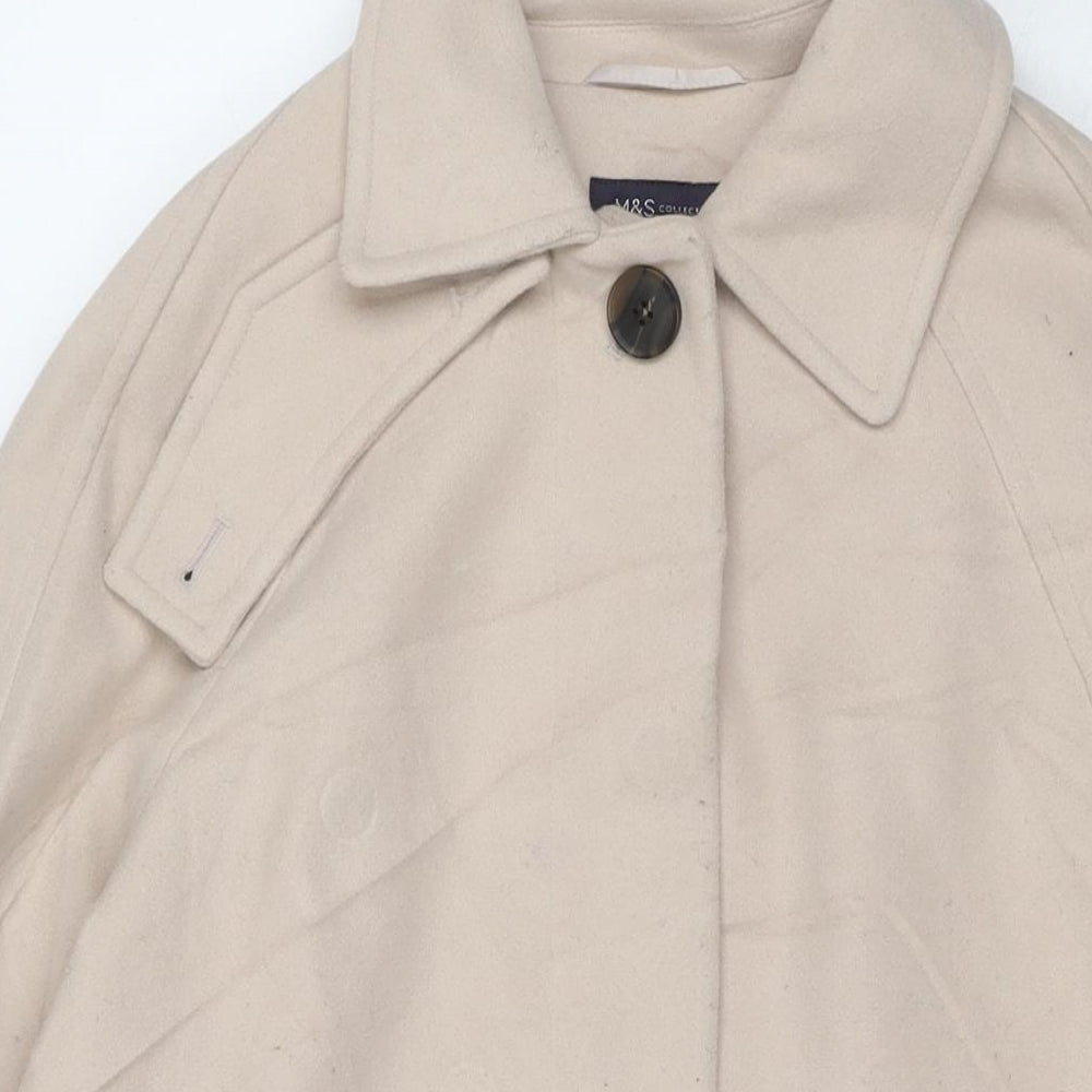 Marks and Spencer Womens Beige Overcoat Coat Size XS Button