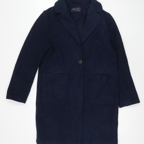 Marks and Spencer Womens Blue Overcoat Coat Size 10 Button