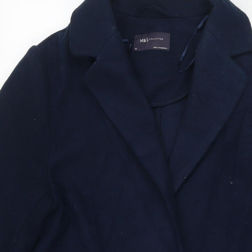 Marks and Spencer Womens Blue Overcoat Coat Size 10 Button