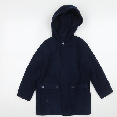 Minoti Boys Blue Overcoat Coat Size 4-5 Years Zip