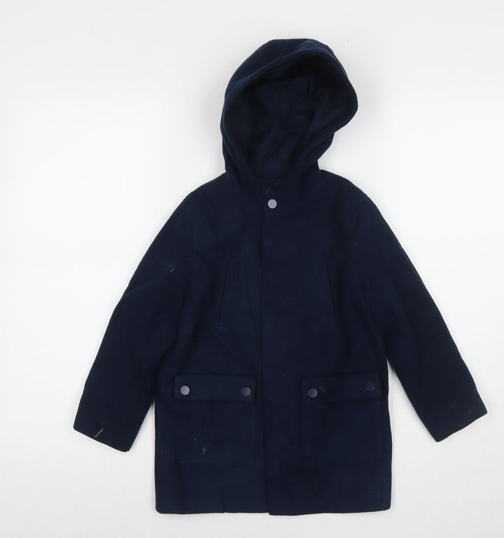 Minoti Boys Blue Overcoat Coat Size 4-5 Years Zip