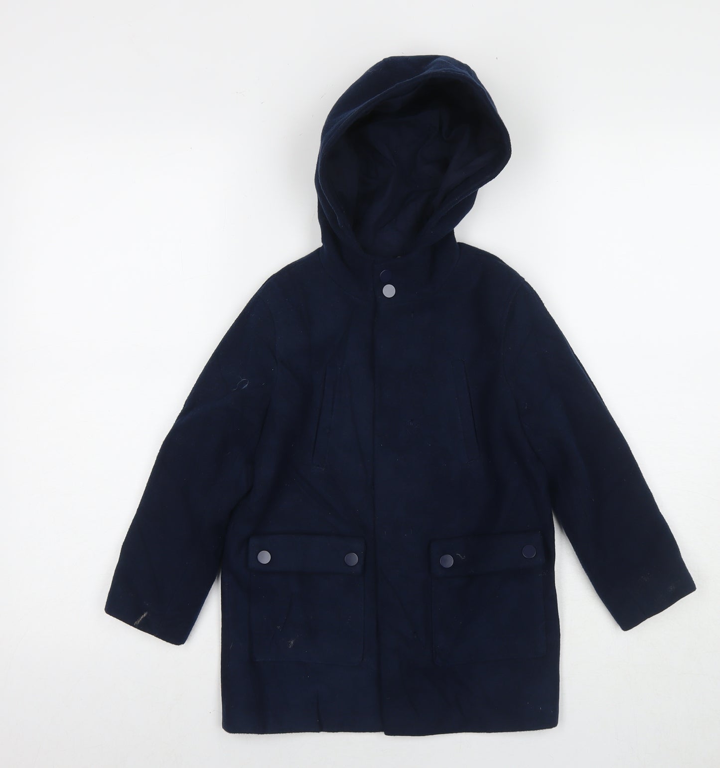 Minoti Boys Blue Overcoat Coat Size 4-5 Years Zip