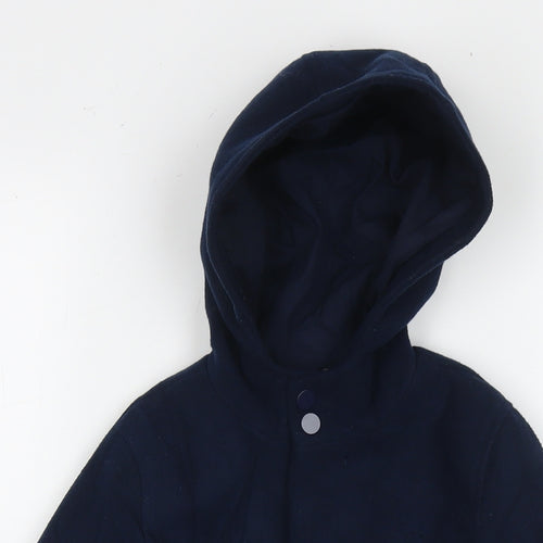 Minoti Boys Blue Overcoat Coat Size 4-5 Years Zip