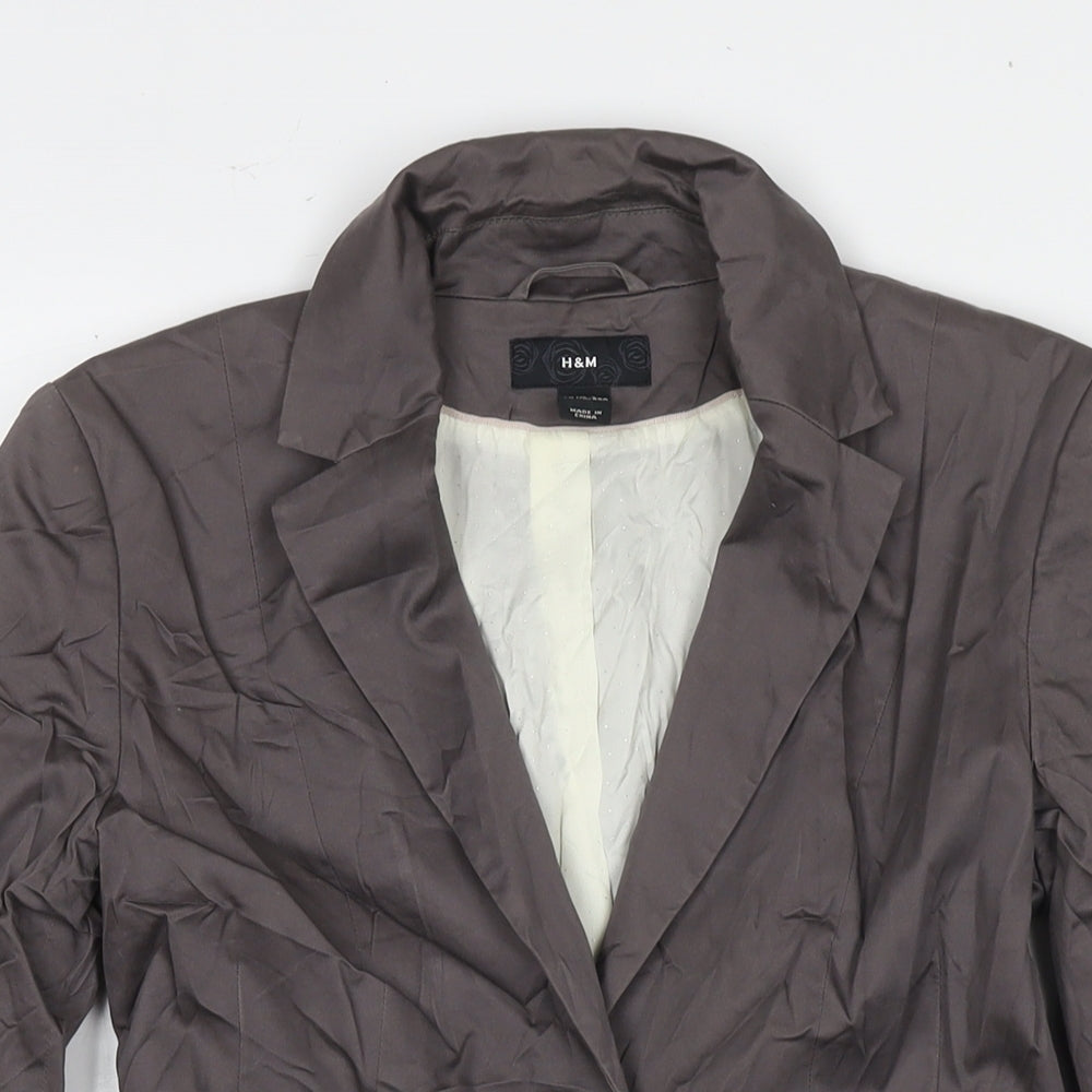 H&M Womens Brown Jacket Blazer Size 10 Button