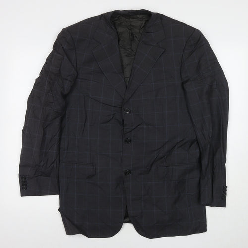 Ermenegildo Zegna Mens Grey Check Wool Jacket Suit Jacket Size 48 Regular