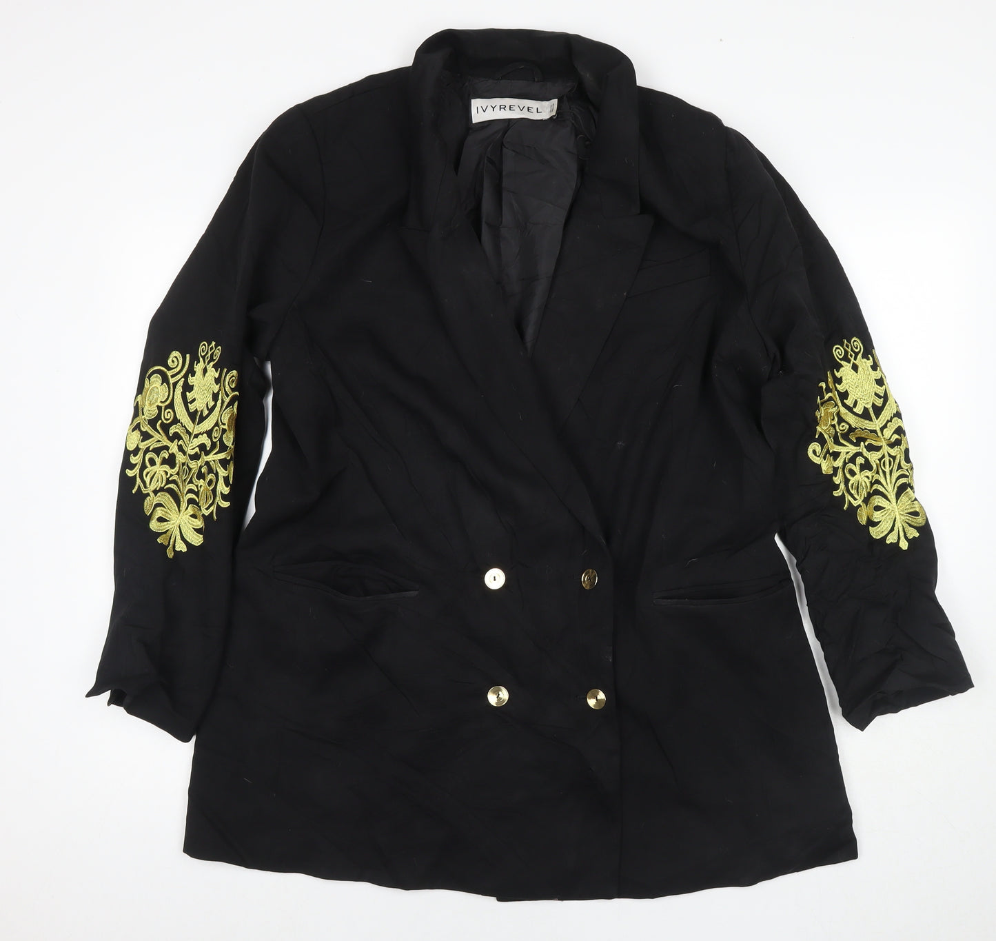 Ivyrevel Womens Black Jacket Blazer Size 18 Button - Embraided Detail