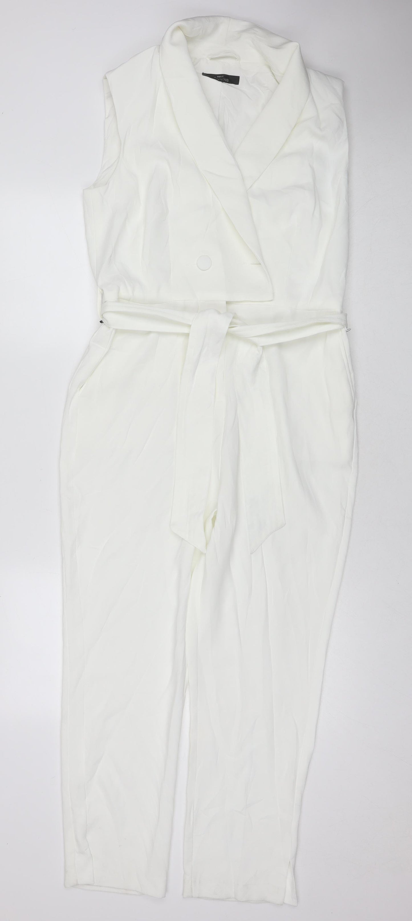 NEXT Womens White Polyester Jumpsuit One-Piece Size 12 L25 in Zip