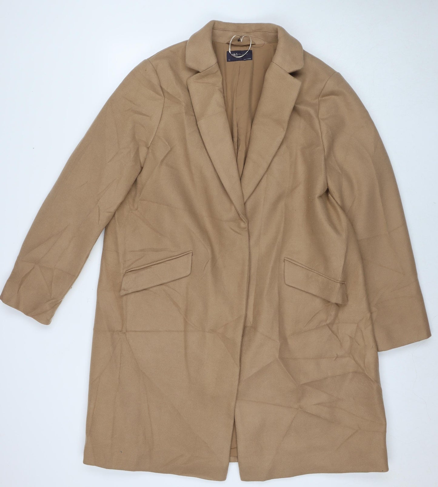 Marks and Spencer Womens Brown Overcoat Coat Size 20 Snap