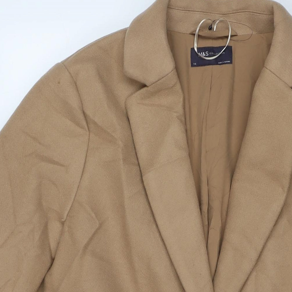 Marks and Spencer Womens Brown Overcoat Coat Size 20 Snap