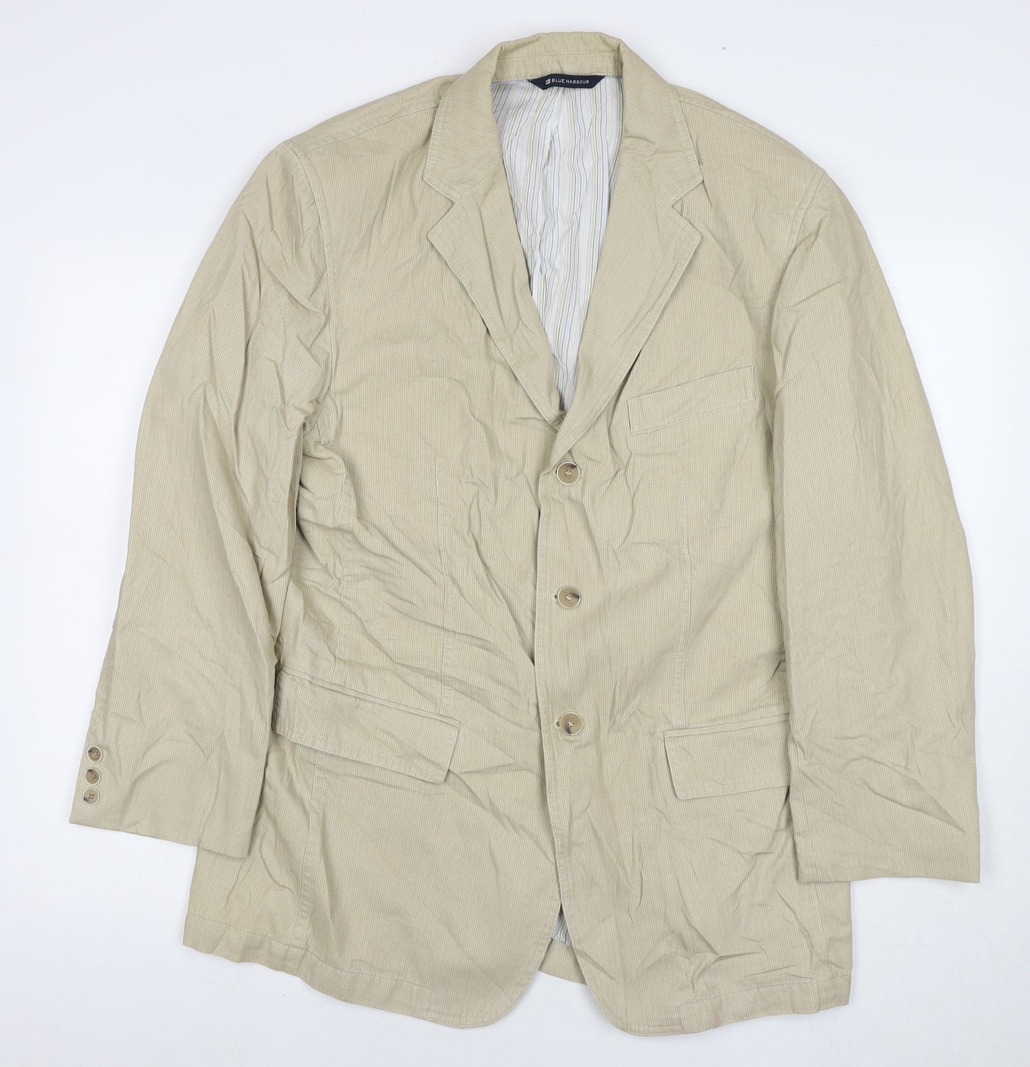 Blue Harbour Mens Beige Jacket Blazer Size M Button