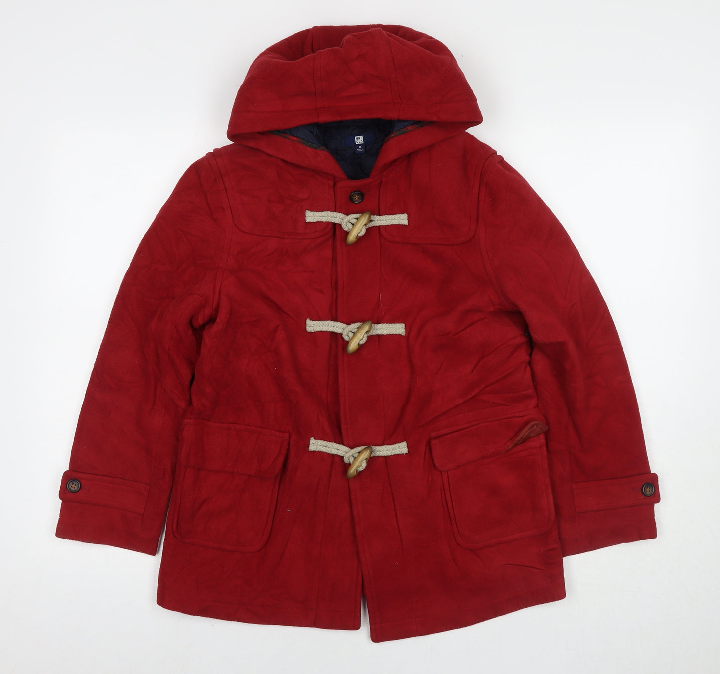 Uniqlo Girls Red Overcoat Coat Size 11 Years Button