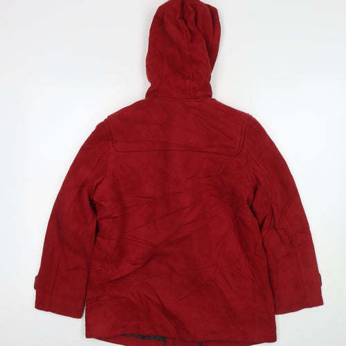 Uniqlo Girls Red Overcoat Coat Size 11 Years Button
