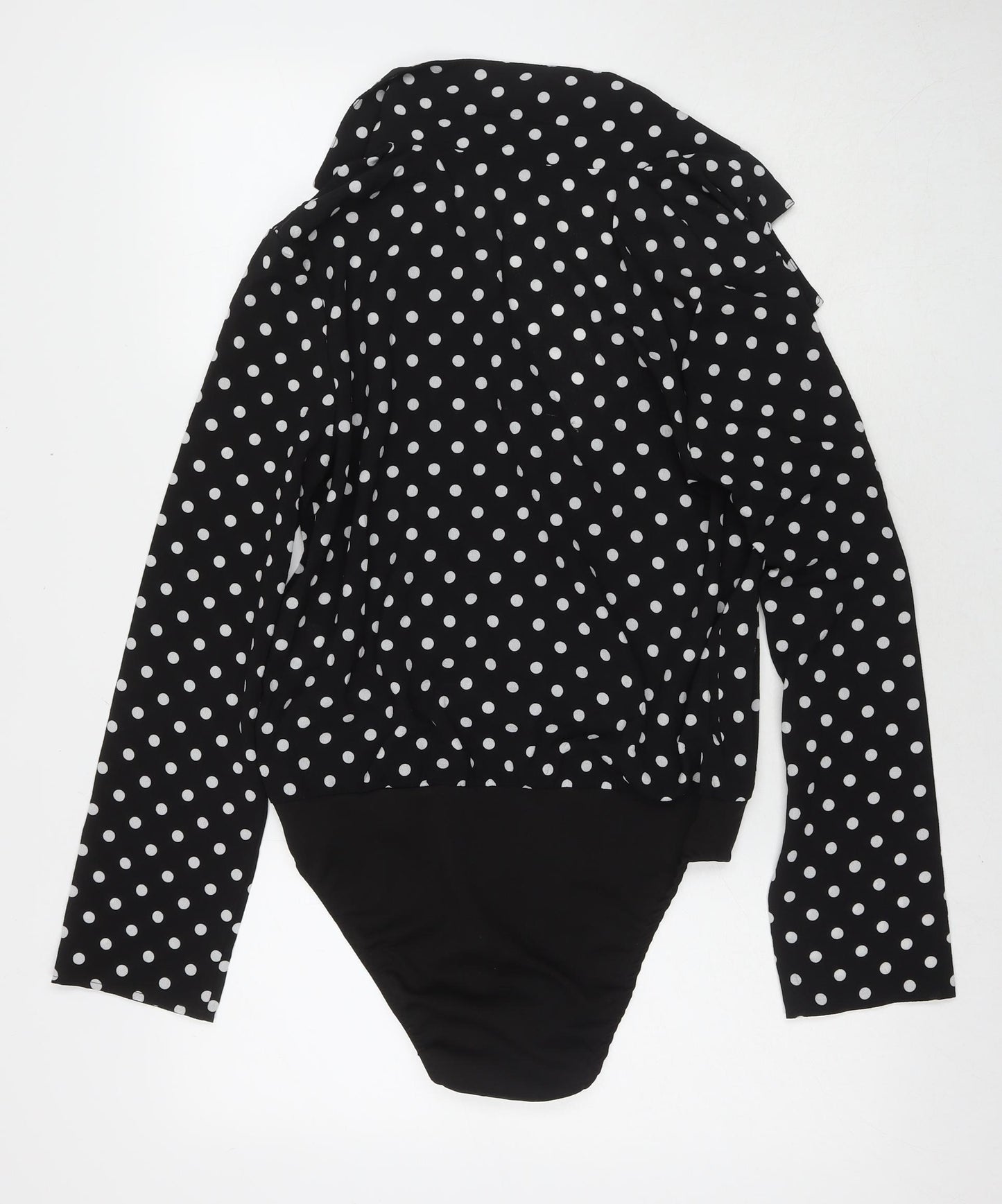 PARISIAN SIGNATURE Womens Black Polka Dot Polyester Bodysuit One-Piece Size 12 Snap