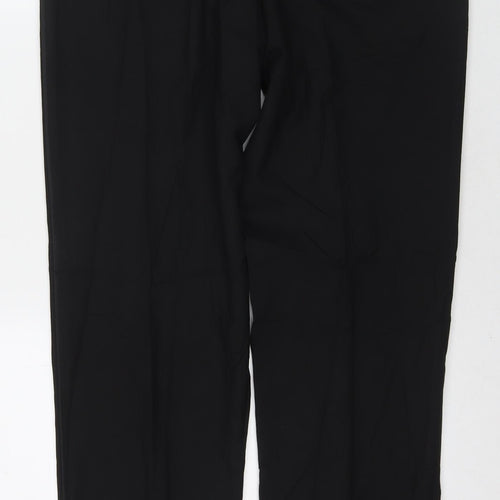 Marks and Spencer Mens Black Polyester Dress Pants Trousers Size 34 in L33 in Regular Zip