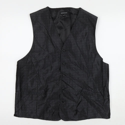 Greenwoods Mens Black Polyester Jacket Suit Waistcoat Size 2XL Regular