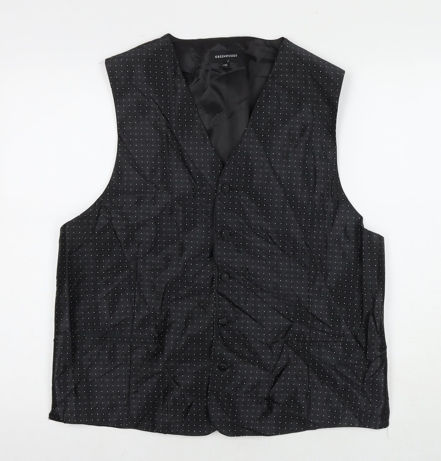 Greenwoods Mens Black Polyester Jacket Suit Waistcoat Size 2XL Regular