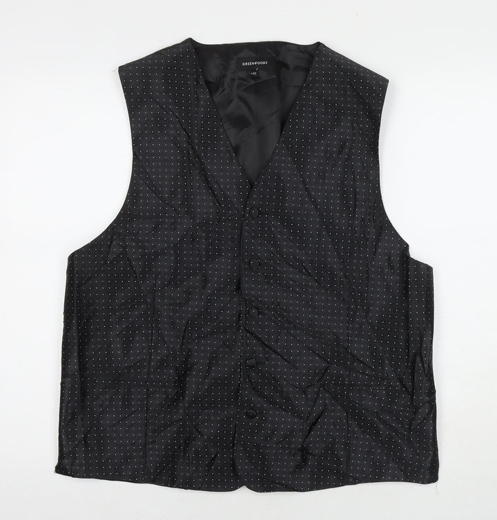 Greenwoods Mens Black Polyester Jacket Suit Waistcoat Size 2XL Regular