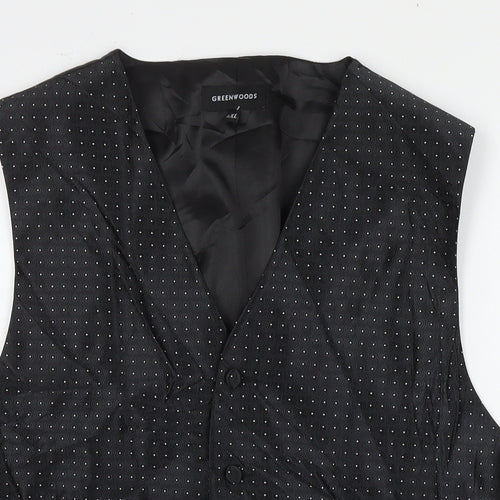 Greenwoods Mens Black Polyester Jacket Suit Waistcoat Size 2XL Regular