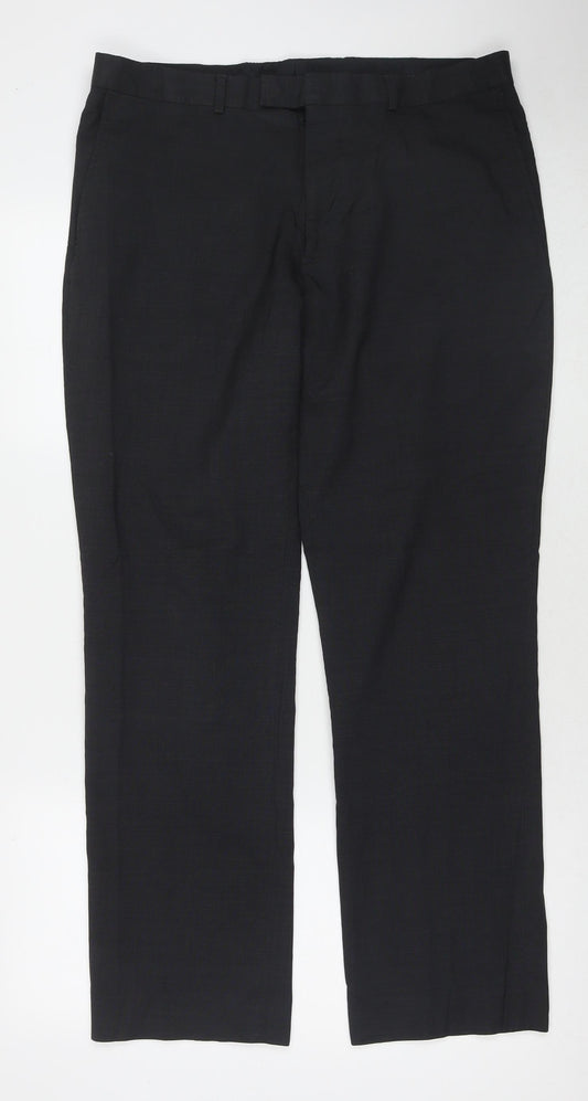 NEXT Mens Grey Wool Trousers Size 38 in L30 in Regular Zip