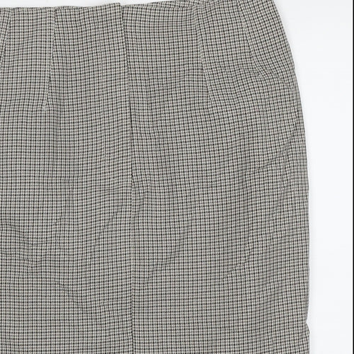 Marks and Spencer Womens Beige Check Polyester A-Line Skirt Size 10 Zip