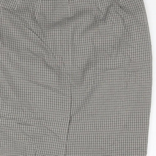 Marks and Spencer Womens Beige Check Polyester A-Line Skirt Size 10 Zip