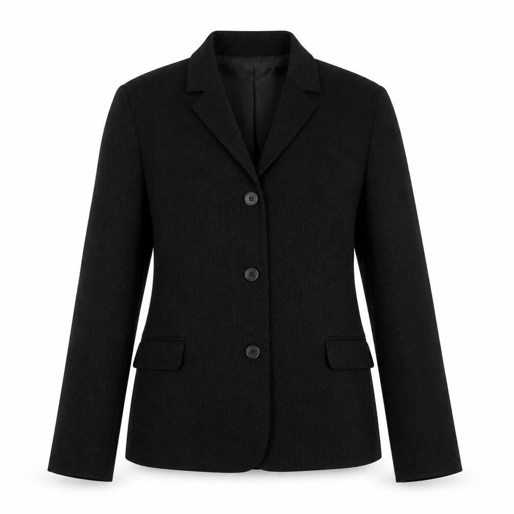 Front view of Next women’s black jacket blazer, size UK 12, button
