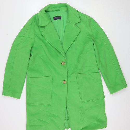 Marks and Spencer Womens Green Overcoat Coat Size 12 Button