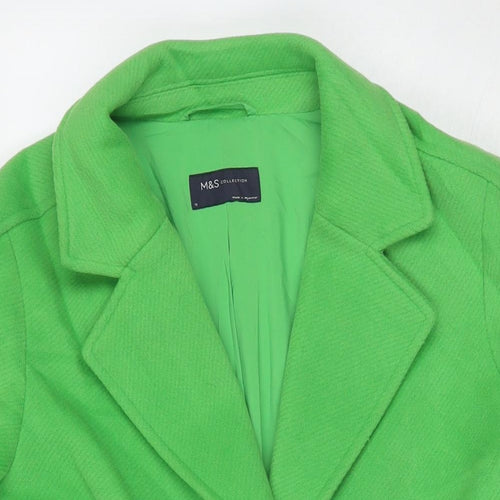 Marks and Spencer Womens Green Overcoat Coat Size 12 Button