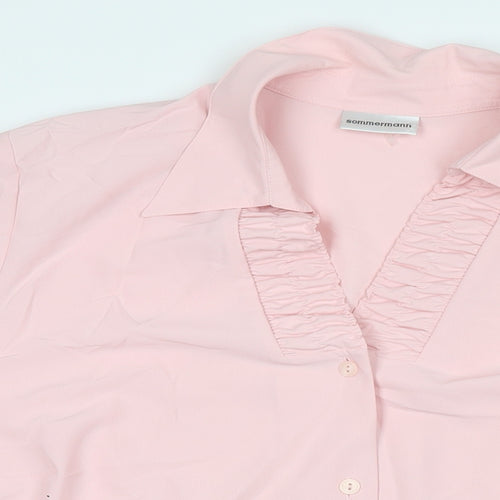 Sommerman Womens Pink Polyester Basic Button-Up Size 26 Collared