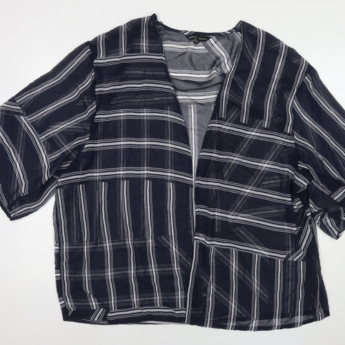 Capsule Womens Blue Striped Polyester Kimono T-Shirt Size 24 V-Neck - Beach Cover-Up