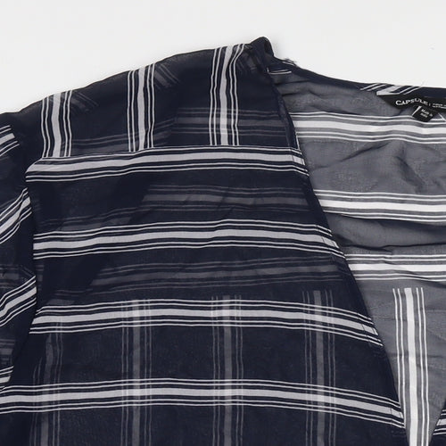 Capsule Womens Blue Striped Polyester Kimono T-Shirt Size 24 V-Neck - Beach Cover-Up