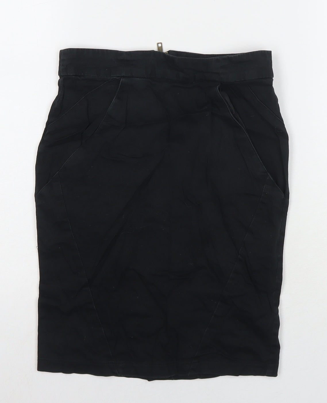 Topshop Womens Black Cotton Mini Skirt Size 6 Zip