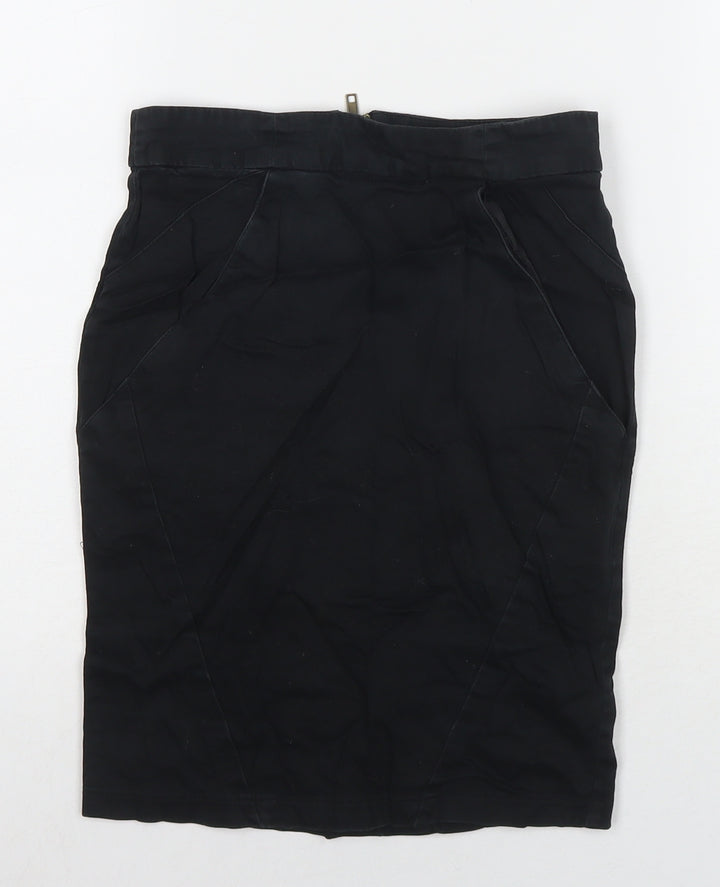 Topshop Womens Black Cotton Mini Skirt Size 6 Zip
