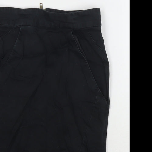 Topshop Womens Black Cotton Mini Skirt Size 6 Zip