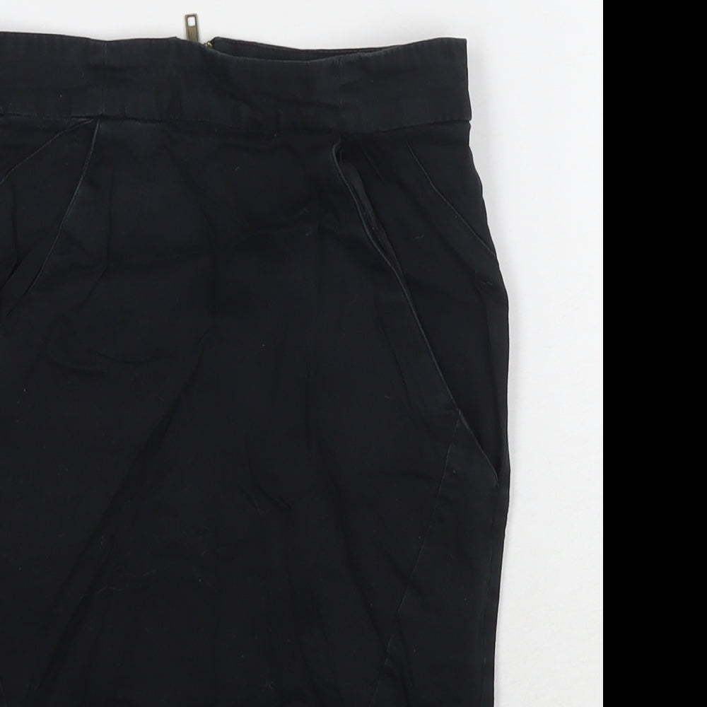 Topshop Womens Black Cotton Mini Skirt Size 6 Zip