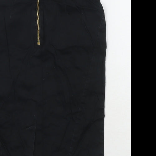 Topshop Womens Black Cotton Mini Skirt Size 6 Zip