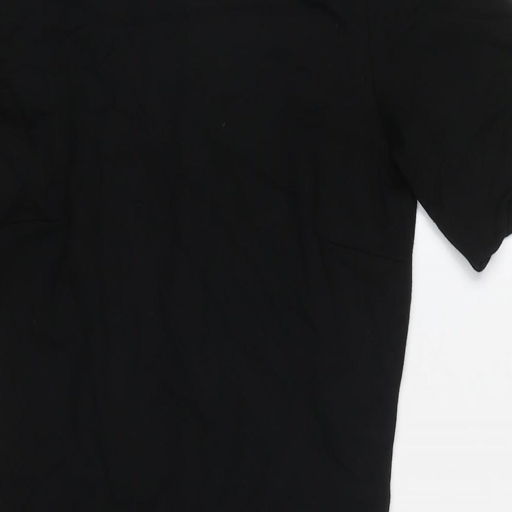 Warehouse Womens Black Viscose Fit & Flare Size 8 Round Neck Zip