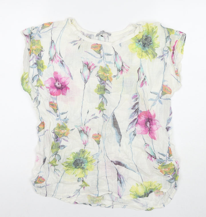 LV Clothing Womens Multicoloured Floral Cotton Basic Tank One Size Round Neck