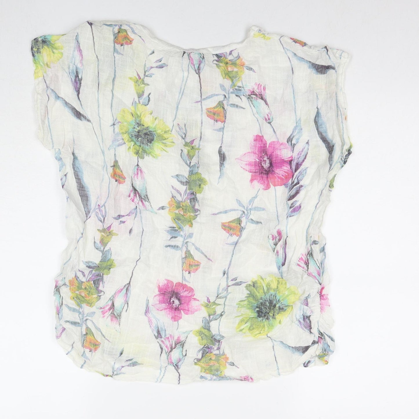 LV Clothing Womens Multicoloured Floral Cotton Basic Tank One Size Round Neck