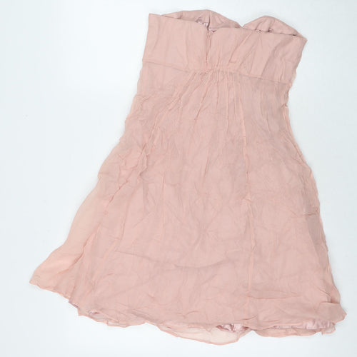 Coast Womens Pink Silk Mini Size 12 Sweetheart Zip - Strapless