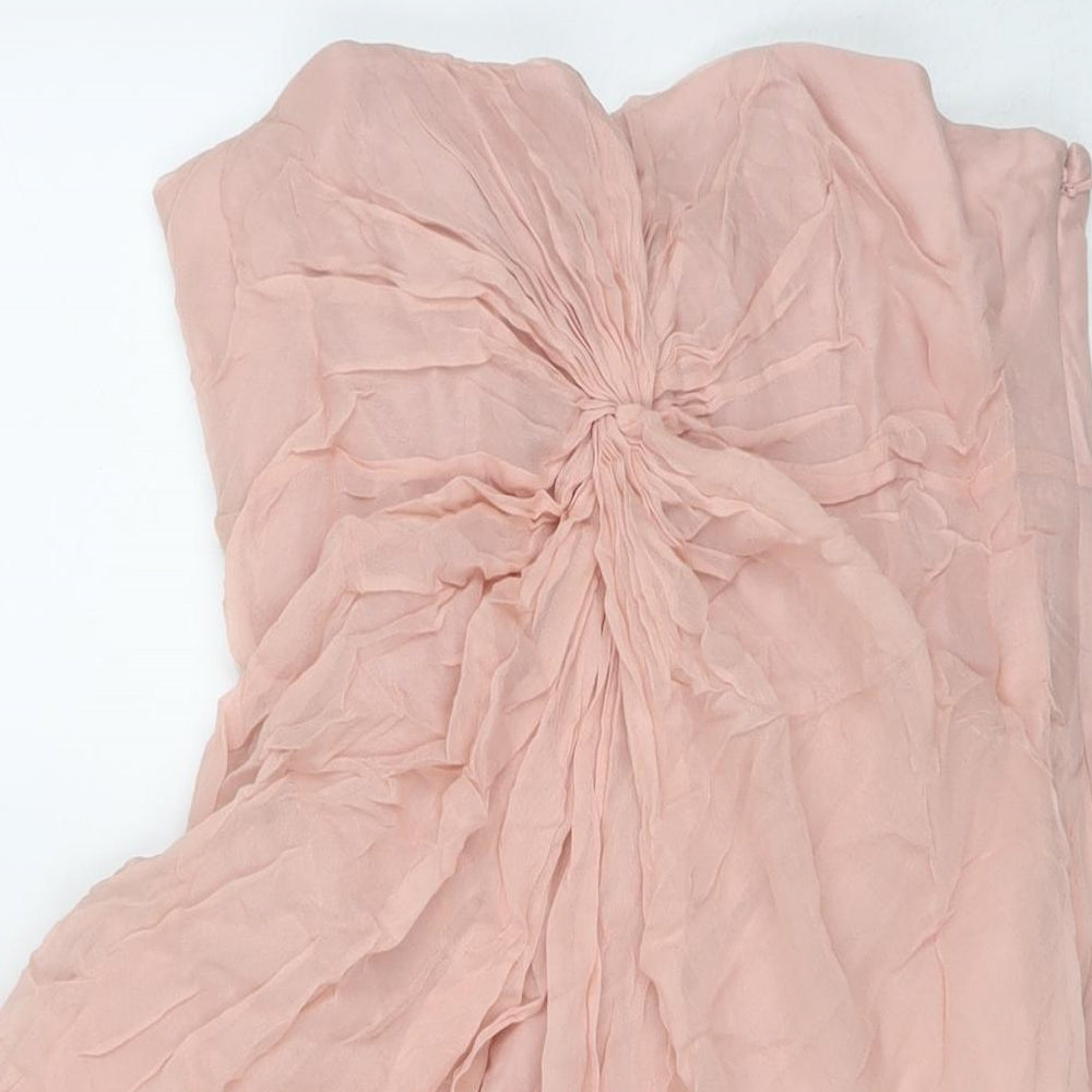 Coast Womens Pink Silk Mini Size 12 Sweetheart Zip - Strapless